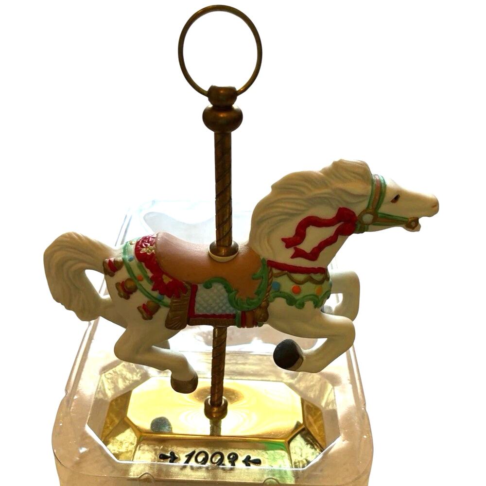 VTG 1993 Porcelain CAROUSEL Horse Christmas Ornament Equestrian 2nd in Series